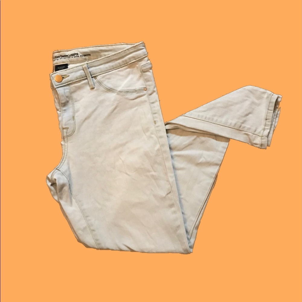 White Mid-Rise Jeans